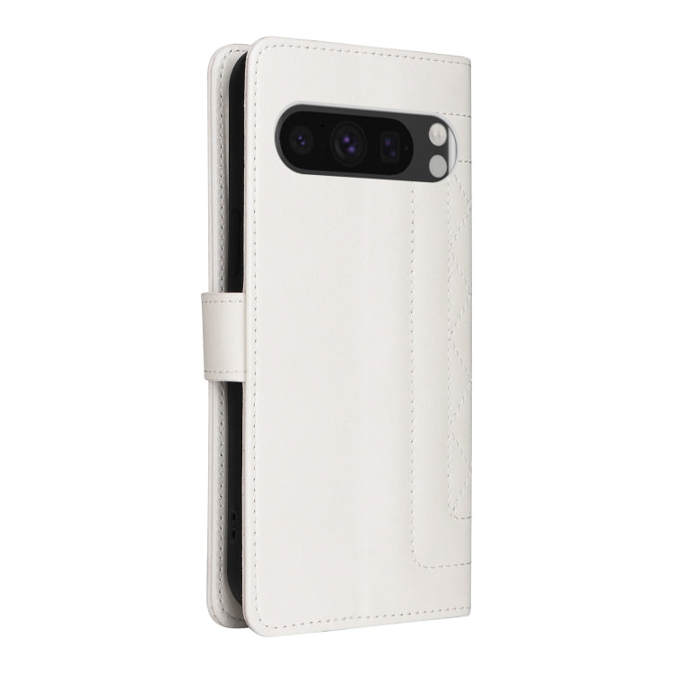 For Google Pixel 9 Diamond Lattice Leather Flip Phone Case(White) - Google Cases by PMC Jewellery | Online Shopping South Africa | PMC Jewellery | Buy Now Pay Later Mobicred