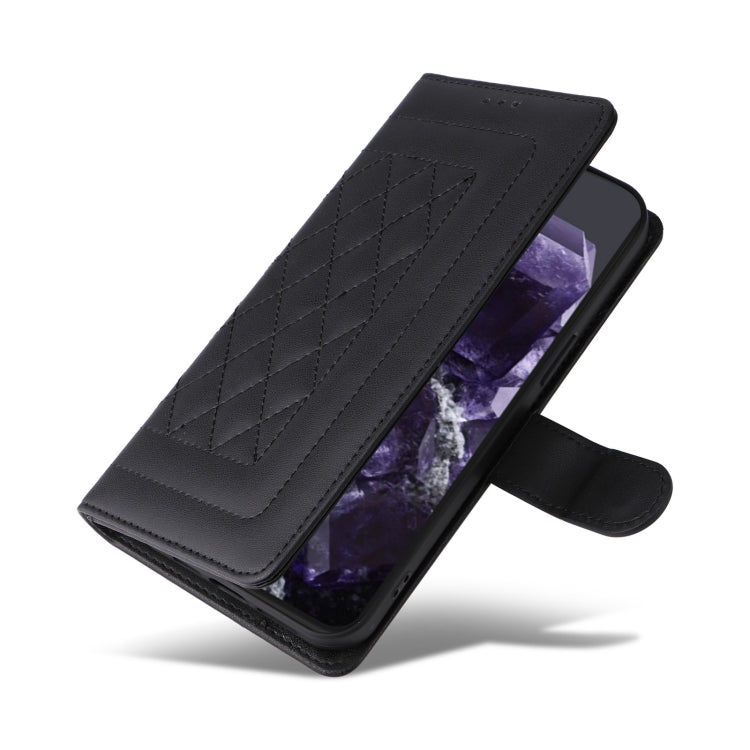 For Google Pixel 9 Diamond Lattice Leather Flip Phone Case(Black) - Google Cases by PMC TechLife | Online Shopping South Africa | PMC TechLife | Buy Now Pay Later Mobicred