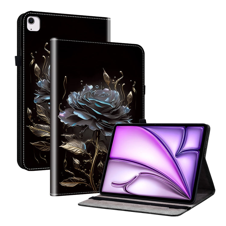 For iPad Air 11 2024 Crystal Texture Painted Leather Smart Tablet Case(Black Rose) - iPad Air 11 2024 Cases by PMC Jewellery | Online Shopping South Africa | PMC Jewellery | Buy Now Pay Later Mobicred