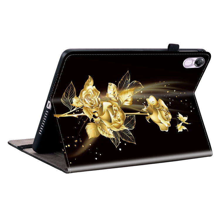 For Honor Pad X8 Pro / X9 2023 Crystal Texture Painted Leather Tablet Case(Gold Butterfly Rose) - Honor by PMC TechLife | Online Shopping South Africa | PMC TechLife | Buy Now Pay Later Mobicred