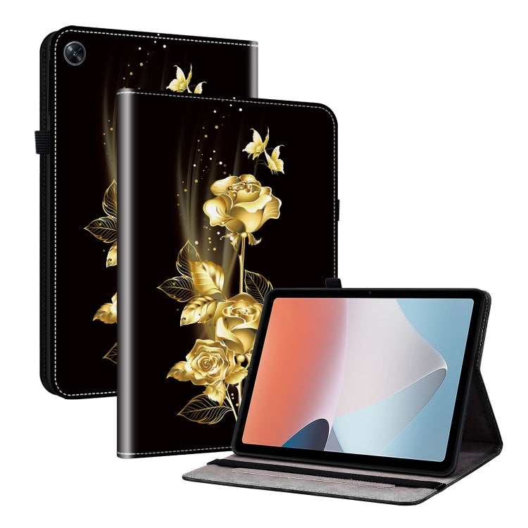 For OPPO Pad Air Crystal Texture Painted Leather Tablet Case(Gold Butterfly Rose) - OPPO by PMC TechLife | Online Shopping South Africa | PMC TechLife | Buy Now Pay Later Mobicred