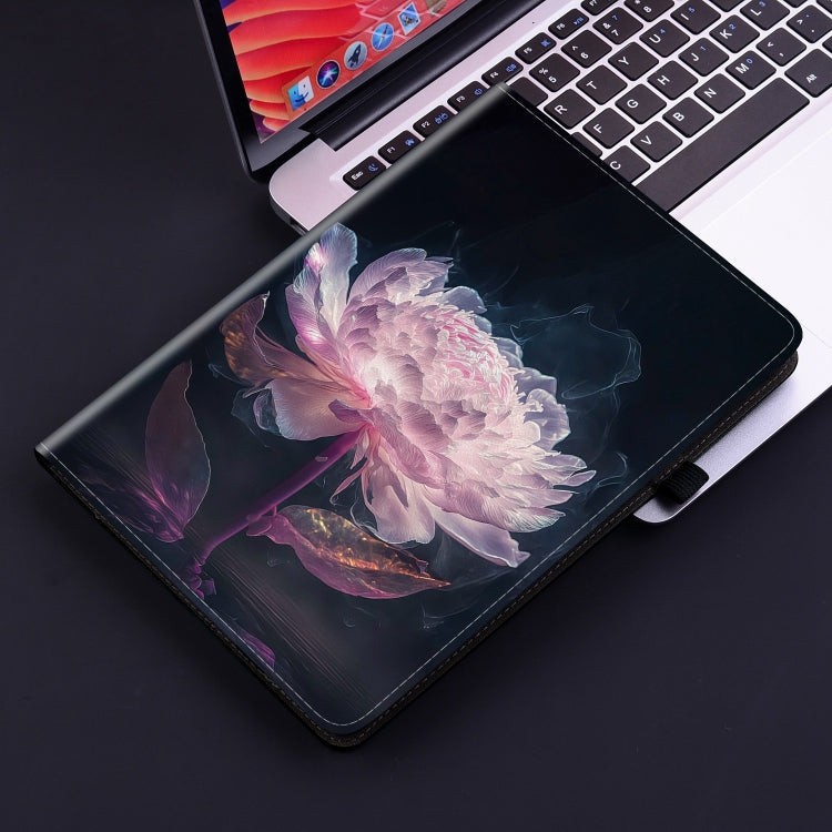 For OPPO Pad Air Crystal Texture Painted Leather Tablet Case(Purple Peony) - free shipping - PMC TechLife - Order now!