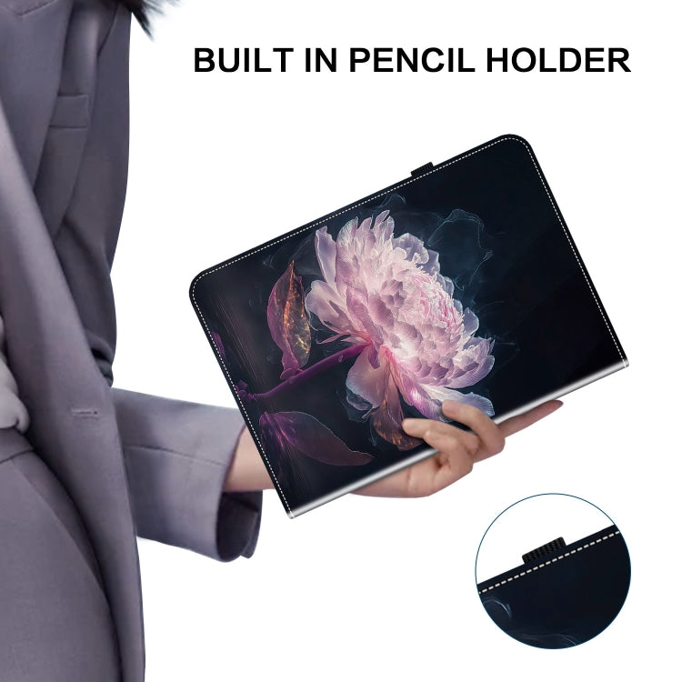For OPPO Pad Air Crystal Texture Painted Leather Tablet Case(Purple Peony) - free shipping - PMC TechLife - Order now!