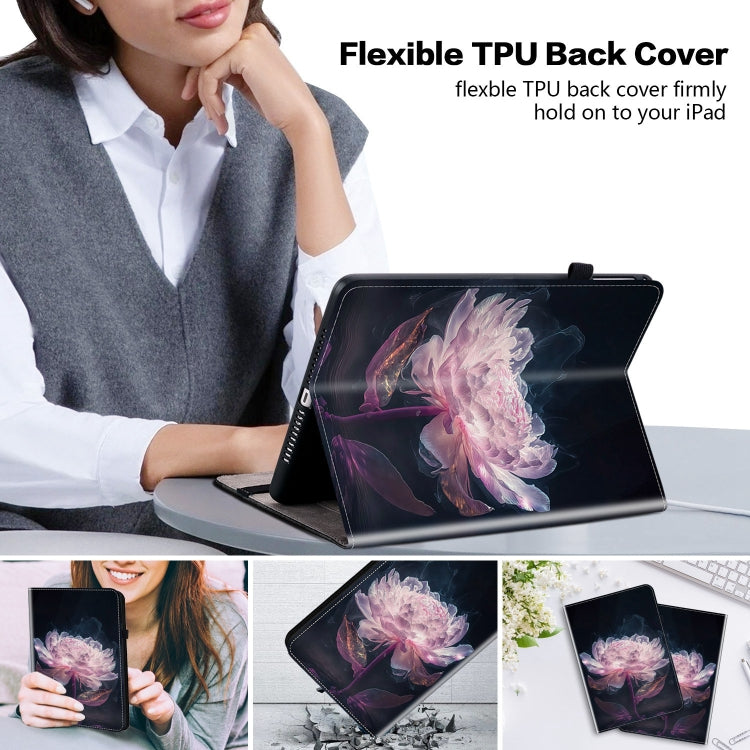 For Nokia T20 10.4 2021 Crystal Texture Painted Leather Tablet Case(Purple Peony) - Nokia by PMC TechLife | Online Shopping South Africa | PMC TechLife | Buy Now Pay Later Mobicred
