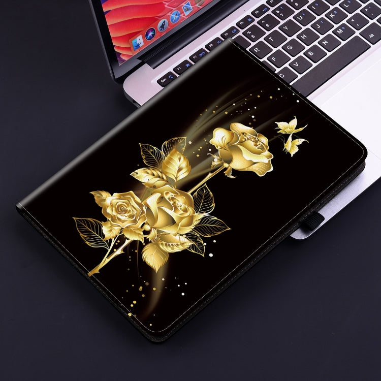 For Amazon Fire HD10 / HD10 Plus 2021 Crystal Texture Painted Leather Smart Tablet Case(Gold Butterfly Rose) - free shipping - PMC TechLife - Order now!