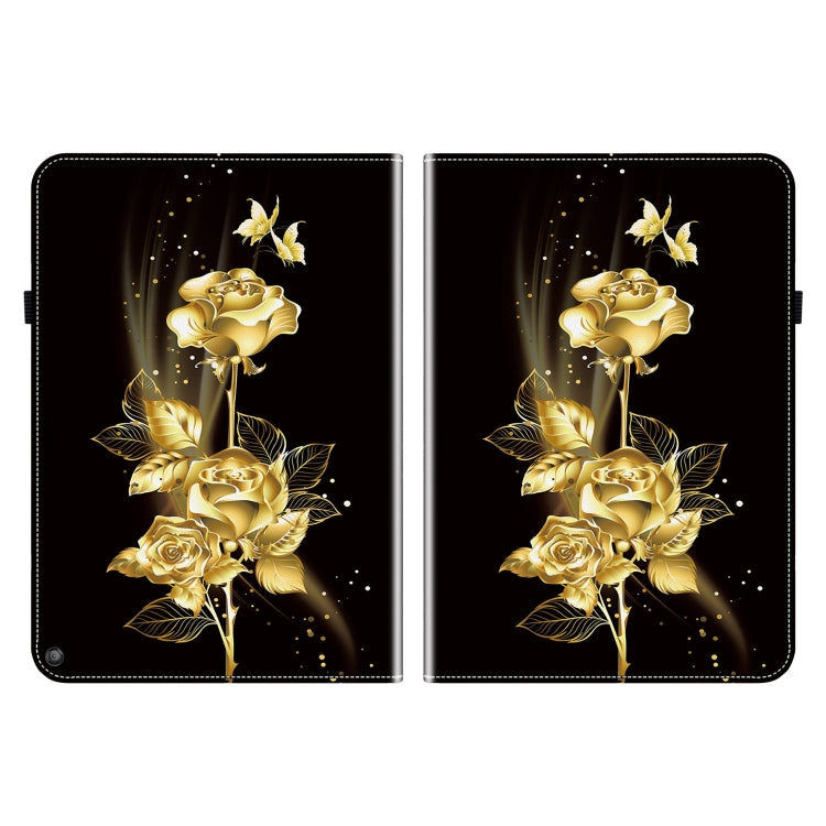 For Amazon Fire HD10 / HD10 Plus 2021 Crystal Texture Painted Leather Smart Tablet Case(Gold Butterfly Rose) - free shipping - PMC TechLife - Order now!