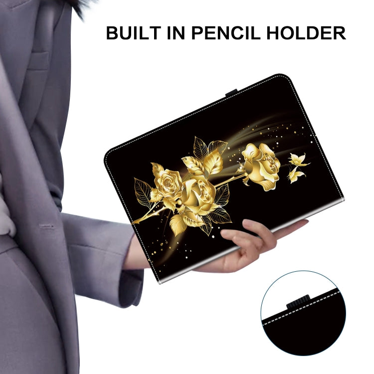 For Amazon Fire HD10 / HD10 Plus 2021 Crystal Texture Painted Leather Smart Tablet Case(Gold Butterfly Rose) - free shipping - PMC TechLife - Order now!