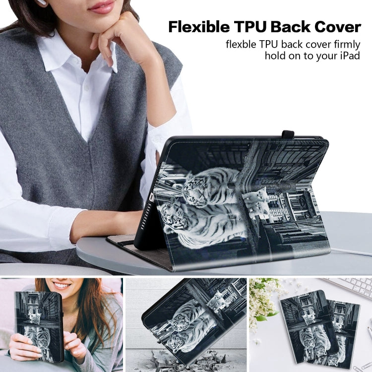 For Amazon Fire HD10 / HD10 Plus 2021 Crystal Texture Painted Leather Smart Tablet Case(Cat Reflection Tiger) - Amazon by PMC TechLife | Online Shopping South Africa | PMC TechLife | Buy Now Pay Later Mobicred