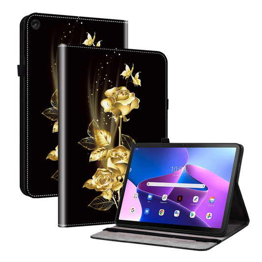 For Lenovo Tab M10 10.1 3rd Gen Crystal Texture Painted Leather Tablet Case(Gold Butterfly Rose) - Lenovo by PMC Jewellery | Online Shopping South Africa | PMC Jewellery | Buy Now Pay Later Mobicred