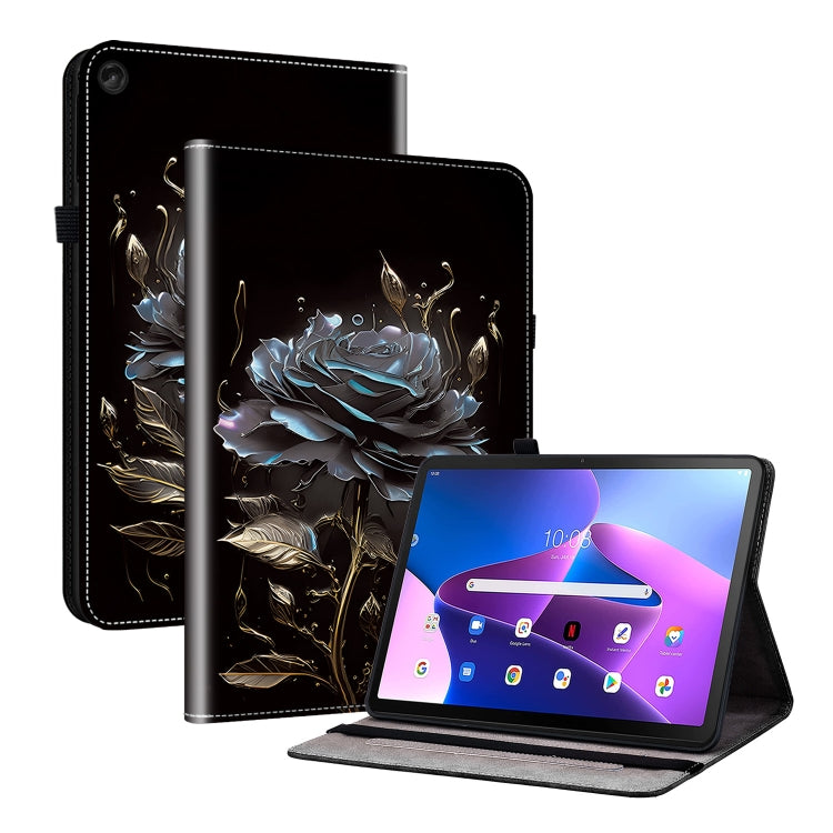 For Lenovo Tab M10 10.1 3rd Gen Crystal Texture Painted Leather Tablet Case(Black Rose) - Lenovo by PMC TechLife | Online Shopping South Africa | PMC TechLife | Buy Now Pay Later Mobicred