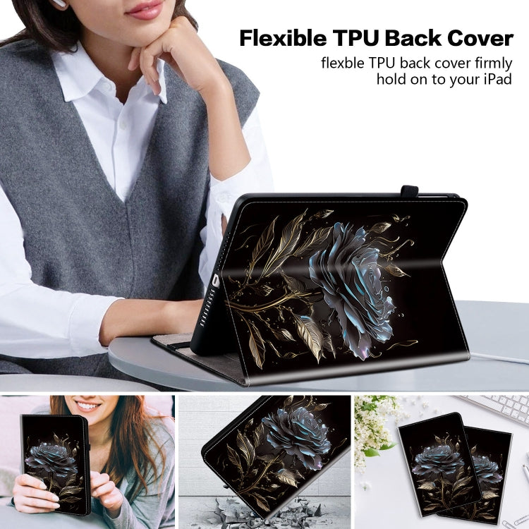 For Lenovo Tab M10 10.1 3rd Gen Crystal Texture Painted Leather Tablet Case(Black Rose) - Lenovo by PMC TechLife | Online Shopping South Africa | PMC TechLife | Buy Now Pay Later Mobicred