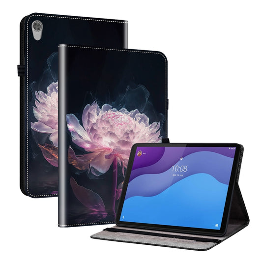 For Lenovo Tab M10 HD Gen2 Crystal Texture Painted Leather Tablet Case(Purple Peony) - Lenovo by PMC Jewellery | Online Shopping South Africa | PMC Jewellery | Buy Now Pay Later Mobicred