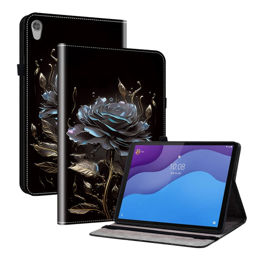 For Lenovo Tab M10 HD Gen2 Crystal Texture Painted Leather Tablet Case(Black Rose) - Lenovo by PMC Jewellery | Online Shopping South Africa | PMC Jewellery | Buy Now Pay Later Mobicred