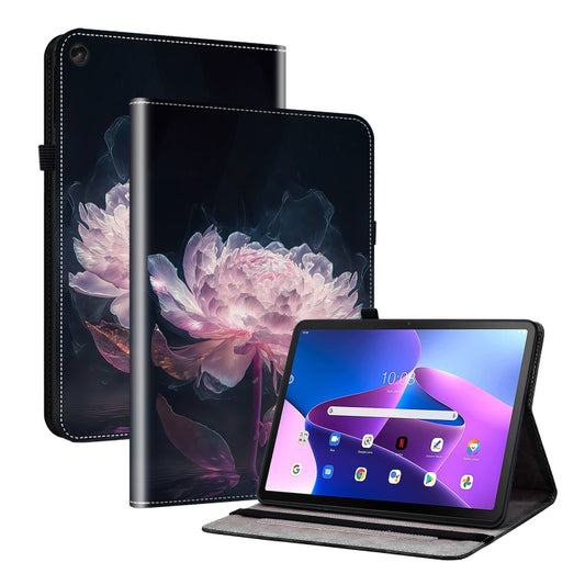 For Lenovo Tab M10 Plus HD 10.6 3rd Gen Crystal Texture Painted Leather Tablet Case(Purple Peony) - Lenovo by PMC Jewellery | Online Shopping South Africa | PMC Jewellery | Buy Now Pay Later Mobicred