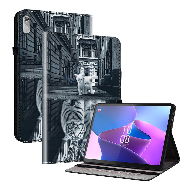 For Lenovo Tab P11 Gen 2 11.5 Crystal Texture Painted Leather Tablet Case(Cat Reflection Tiger) - free shipping - PMC TechLife - Order now!