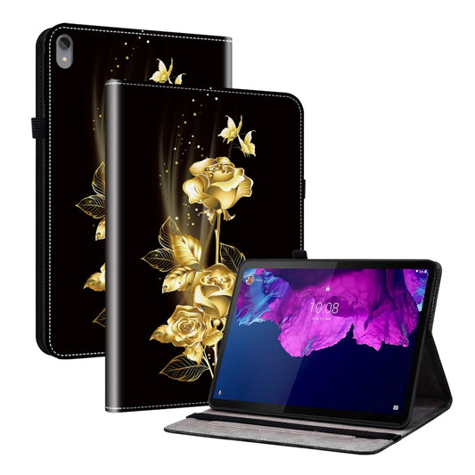 For Lenovo Tab P11 / Xiaoxin Pad Plus Crystal Texture Painted Leather Tablet Case(Gold Butterfly Rose) - Lenovo by PMC Jewellery | Online Shopping South Africa | PMC Jewellery | Buy Now Pay Later Mobicred