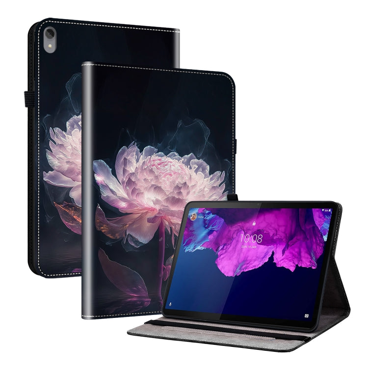 For Lenovo Tab P11 / Xiaoxin Pad Plus Crystal Texture Painted Leather Tablet Case(Purple Peony) - Lenovo by PMC TechLife | Online Shopping South Africa | PMC TechLife | Buy Now Pay Later Mobicred