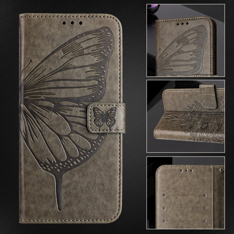For Realme C67 5G India/Narzo 60x Global Embossed Butterfly Leather Phone Case(Grey) - C67 Cases by PMC TechLife | Online Shopping South Africa | PMC TechLife | Buy Now Pay Later Mobicred