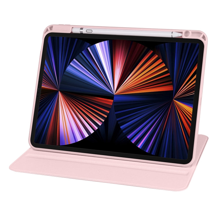 For iPad Air 13 2024 Acrylic 360 Degree Rotation Holder Leather Tablet Case(Sand Pink) - iPad Air 13 2024 Cases by PMC Jewellery | Online Shopping South Africa | PMC Jewellery | Buy Now Pay Later Mobicred