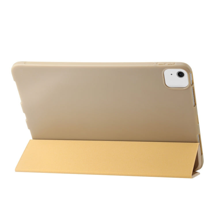 For iPad Air 13 2024 Three-fold Holder Flip Tablet Leather Case(Gold) - iPad Air 13 2024 Cases by PMC Jewellery | Online Shopping South Africa | PMC Jewellery | Buy Now Pay Later Mobicred