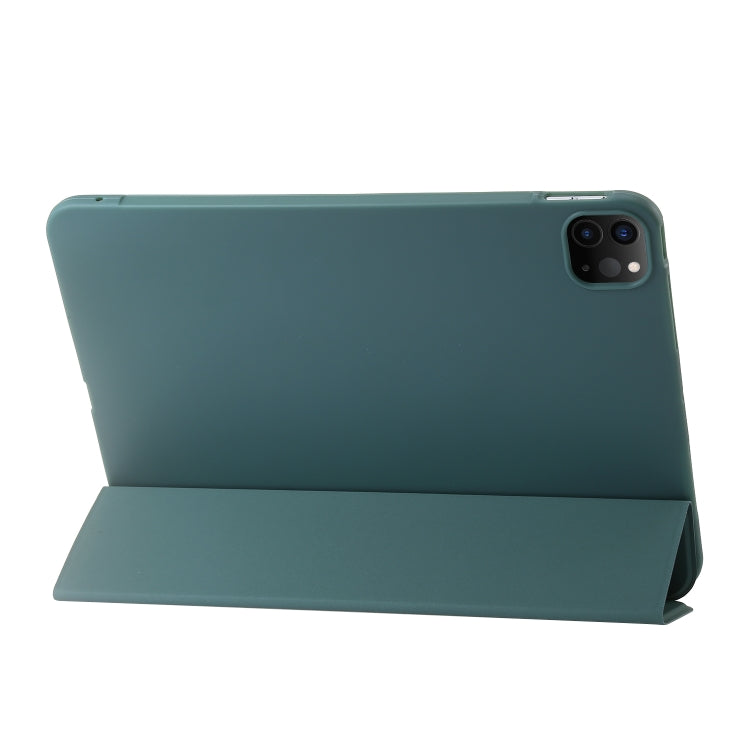 For iPad Pro 11 2024 Three-fold Holder Flip Tablet Leather Case(Dark Green) - iPad Pro 11 2024 Cases by PMC Jewellery | Online Shopping South Africa | PMC Jewellery | Buy Now Pay Later Mobicred