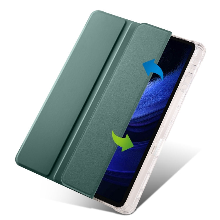 For iPad Pro 11 2024 3-fold Clear TPU Smart Leather Tablet Case with Pen Slot(Dark Green) - iPad Pro 11 2024 Cases by PMC Jewellery | Online Shopping South Africa | PMC Jewellery | Buy Now Pay Later Mobicred