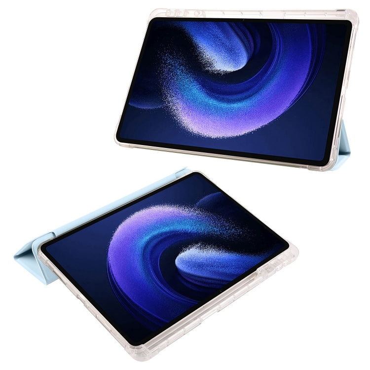 For iPad Pro 11 2024 3-fold Clear TPU Smart Leather Tablet Case with Pen Slot(Ice Blue) - iPad Pro 11 2024 Cases by PMC Jewellery | Online Shopping South Africa | PMC Jewellery | Buy Now Pay Later Mobicred