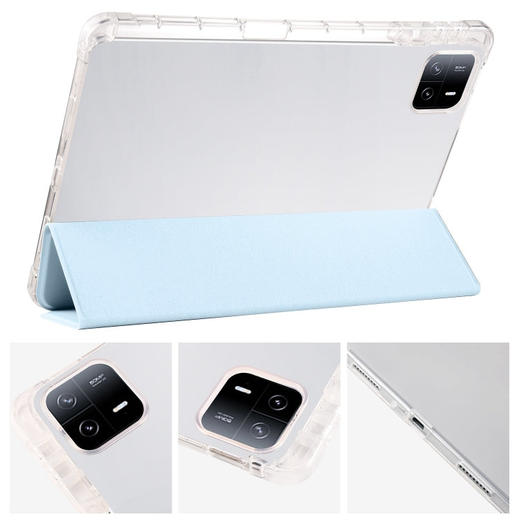 For iPad Air 11 2024 3-fold Clear TPU Smart Leather Tablet Case with Pen Slot(Ice Blue) - iPad Air 11 2024 Cases by PMC Jewellery | Online Shopping South Africa | PMC Jewellery | Buy Now Pay Later Mobicred