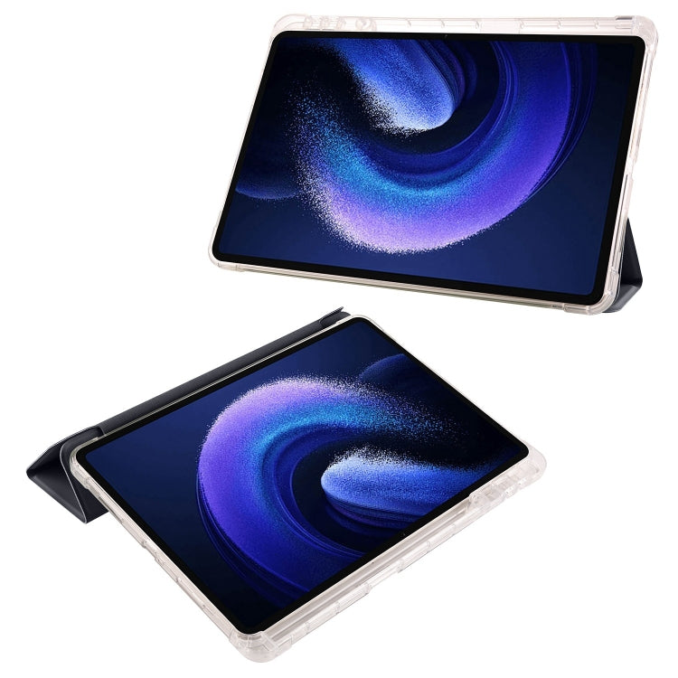 For iPad Air 11 2024 3-fold Clear TPU Smart Leather Tablet Case with Pen Slot(Black) - iPad Air 11 2024 Cases by PMC TechLife | Online Shopping South Africa | PMC TechLife | Buy Now Pay Later Mobicred