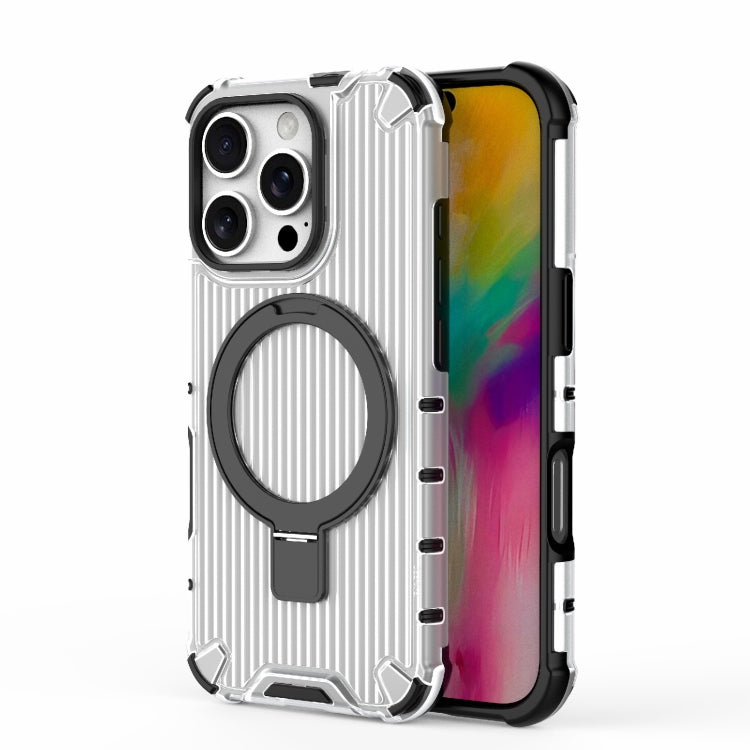 For iPhone 16 Pro Grating Holder Shockproof Phone Case(Transparent) - iPhone 16 Pro Cases by PMC Jewellery | Online Shopping South Africa | PMC Jewellery | Buy Now Pay Later Mobicred