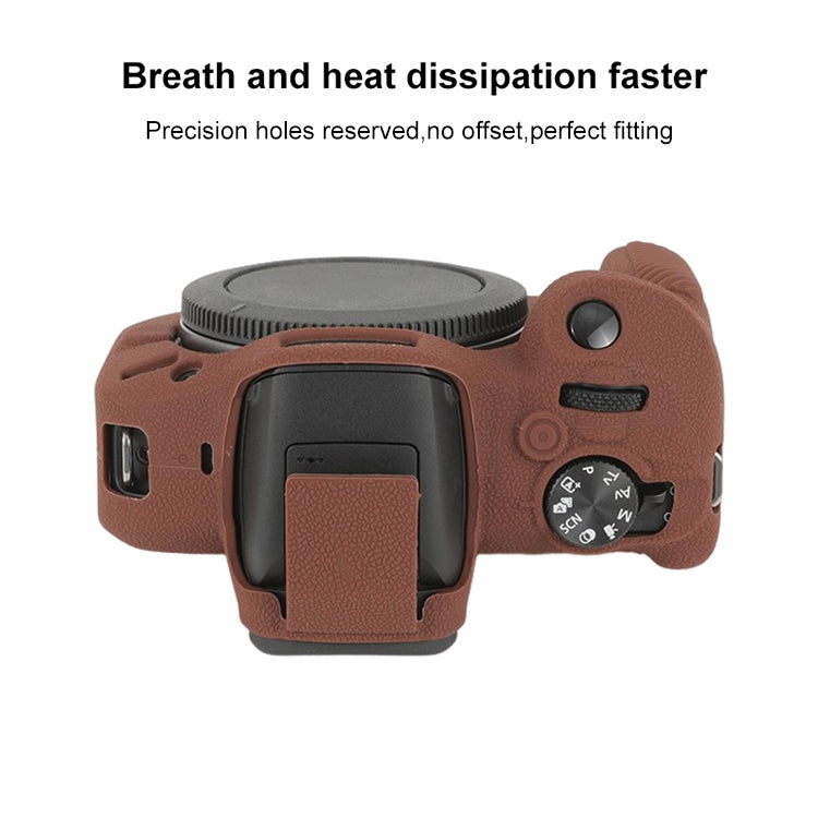 For Canon EOS R100 Litchi Texture Soft Silicone Protective Case(Coffee) - Protective Case by PMC TechLife | Online Shopping South Africa | PMC TechLife | Buy Now Pay Later Mobicred