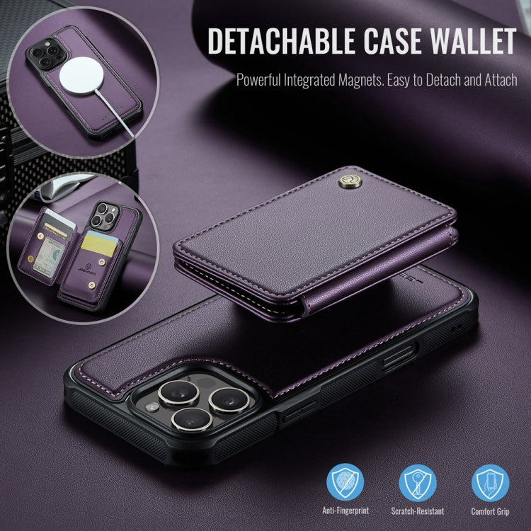 For iPhone 16 Pro Max JEEHOOD J05 Business Magnetic Style RFID Leather Phone Case(Purple) - iPhone 16 Pro Max Cases by JEEHOOD | Online Shopping South Africa | PMC Jewellery | Buy Now Pay Later Mobicred