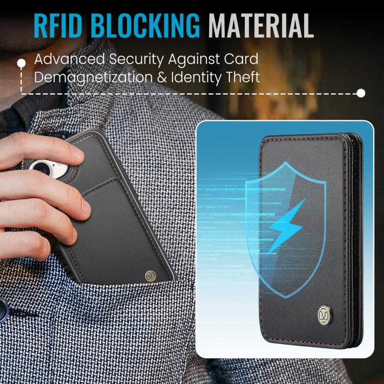 For iPhone 16e JEEHOOD J05 Business Magnetic Style RFID Leather Phone Case(Black) - free shipping - PMc TechLife - Order now!