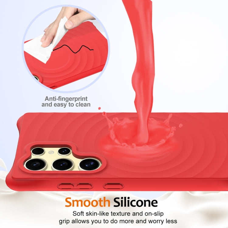 For Samsung Galaxy S25 Ultra 5G Wave Texture MagSafe Magnetic Liquid Silicone Phone Case(Red) - Galaxy S25 Ultra 5G Cases by PMC Jewellery | Online Shopping South Africa | PMC Jewellery | Buy Now Pay Later Mobicred