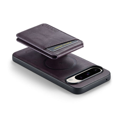 For Google Pixel 9 Pro Fierre Shann Oil Wax Cow Leather Magnetic Card Holder Phone Case(Purple) - Google Cases by FIERRE SHANN | Online Shopping South Africa | PMC Jewellery | Buy Now Pay Later Mobicred