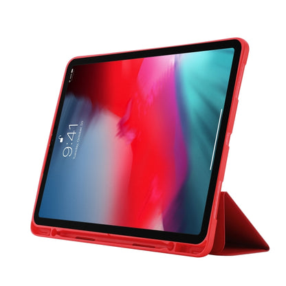 For iPad Pro 11 2024 Skin Feel Tri-fold Leather Tablet Case with Pen Slot(Red) - iPad Pro 11 2024 Cases by PMC Jewellery | Online Shopping South Africa | PMC Jewellery | Buy Now Pay Later Mobicred