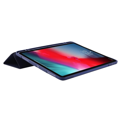 For iPad Pro 13 2024 Skin Feel Tri-fold Leather Tablet Case with Pen Slot(Dark Blue) - iPad Pro 13 2024 Cases by PMC Jewellery | Online Shopping South Africa | PMC Jewellery | Buy Now Pay Later Mobicred