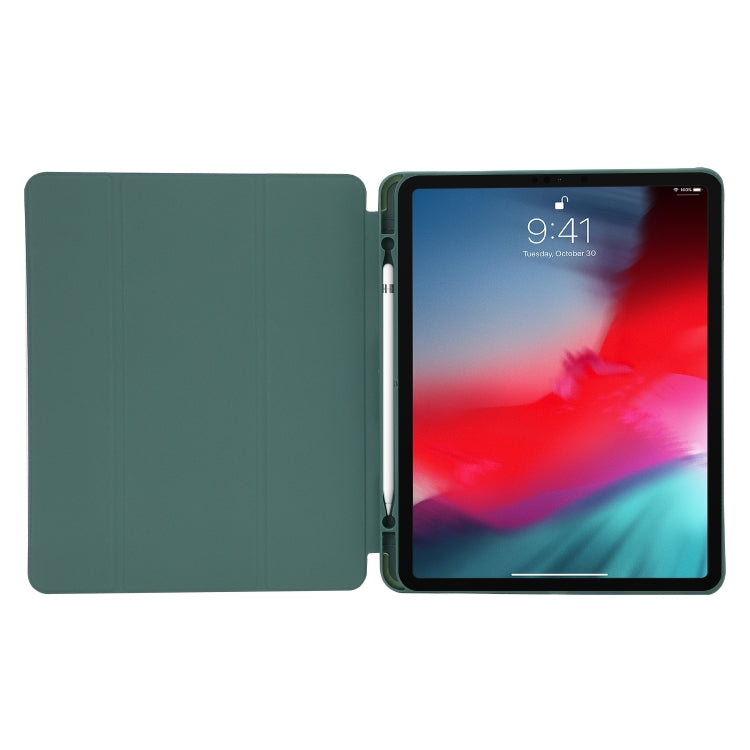 For iPad Air 13 2024 Skin Feel Tri-fold Leather Tablet Case with Pen Slot(Dark Green) - iPad Air 13 2024 Cases by PMC Jewellery | Online Shopping South Africa | PMC Jewellery | Buy Now Pay Later Mobicred