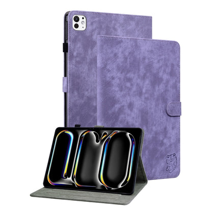 For iPad Pro 11 2024 Embossed Tiger Pattern Leather Tablet Case(Purple) - iPad Pro 11 2024 Cases by PMC Jewellery | Online Shopping South Africa | PMC Jewellery | Buy Now Pay Later Mobicred