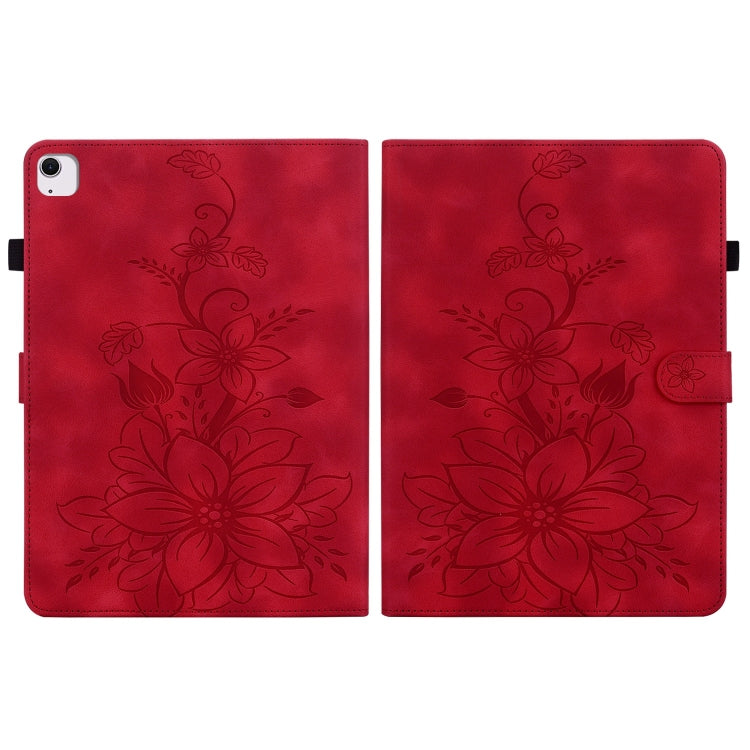 For iPad Air 11 2025 / 2024 Lily Embossed Leather Smart Tablet Case(Red) - iPad Air 11 2025 / 2024 Cases by PMC Jewellery | Online Shopping South Africa | PMC Jewellery | Buy Now Pay Later Mobicred