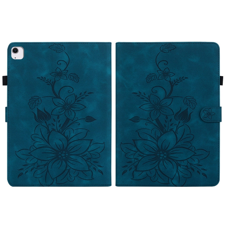 For iPad Air 11 2024 Lily Embossed Leather Smart Tablet Case(Dark Blue) - iPad Air 11 2024 Cases by PMC Jewellery | Online Shopping South Africa | PMC Jewellery | Buy Now Pay Later Mobicred