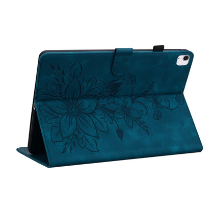 For iPad Air 11 2024 Lily Embossed Leather Smart Tablet Case(Dark Blue) - iPad Air 11 2024 Cases by PMC Jewellery | Online Shopping South Africa | PMC Jewellery | Buy Now Pay Later Mobicred