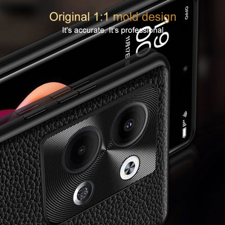 For OPPO Reno9 Pro Genuine Leather Litchi Texture Phone Case(Coffee) - OPPO Cases by PMC Jewellery | Online Shopping South Africa | PMC Jewellery | Buy Now Pay Later Mobicred