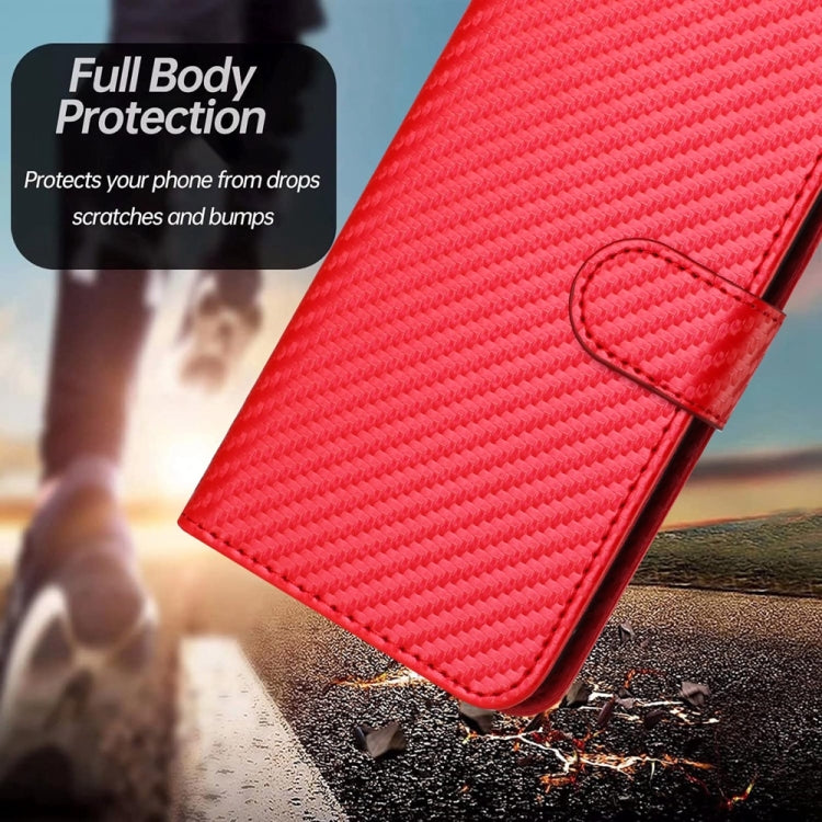 For iPhone 16 YX0070 Carbon Fiber Buckle Leather Phone Case with Lanyard(Red) - iPhone 16 Cases by PMC Jewellery | Online Shopping South Africa | PMC Jewellery | Buy Now Pay Later Mobicred