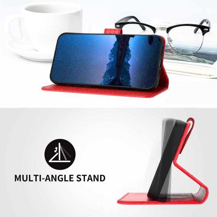 For iPhone 17 Pro Max YX0070 Carbon Fiber Buckle Leather Phone Case with Lanyard(Red) - free shipping - PMc TechLife - Order now!
