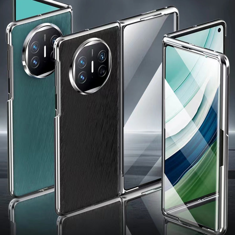 For Huawei Mate X3 Integrated Plating PC Leather Texture Full Coverage Fold Shockproof Phone Case(Black) - Huawei Cases by PMC TechLife | Online Shopping South Africa | PMC TechLife | Buy Now Pay Later Mobicred