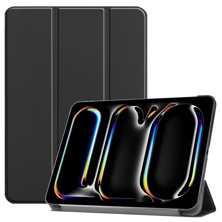 For iPad Pro 13 2024 Custer Pure Color 3-Fold Holder Smart Leather Tablet Case(Black) - iPad Pro 13 2024 Cases by PMC TechLife | Online Shopping South Africa | PMC TechLife | Buy Now Pay Later Mobicred