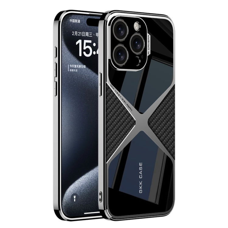 For iPhone 15 Pro Max GKK Leather Electroplating Supersonic Speed Shockproof Phone Case(Carbon Fibre) - iPhone 15 Pro Max Cases by GKK | Online Shopping South Africa | PMC Jewellery | Buy Now Pay Later Mobicred