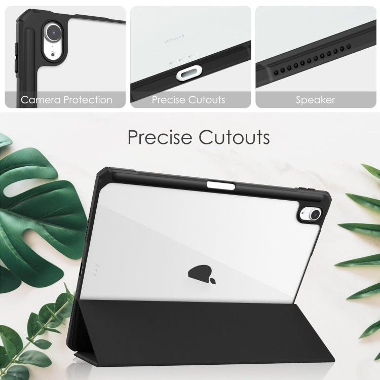 For iPad Air 11 2025 / 2024 Pure Color 3-fold Clear TPU Smart Leather Tablet Case(Black) - iPad Air 11 2025 / 2024 Cases by PMC TechLife | Online Shopping South Africa | PMC TechLife | Buy Now Pay Later Mobicred