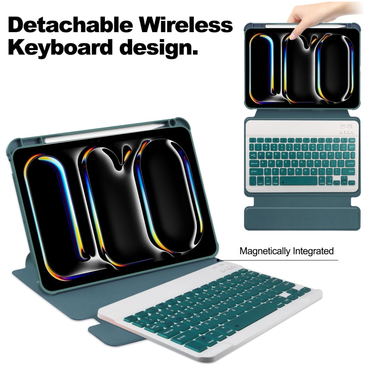For iPad Pro 11 2024 Transparent Rotation Smart Leather Tablet Case with Keyboard(Dark Green) - iPad Pro 11 2024 Cases by PMC TechLife | Online Shopping South Africa | PMC TechLife | Buy Now Pay Later Mobicred
